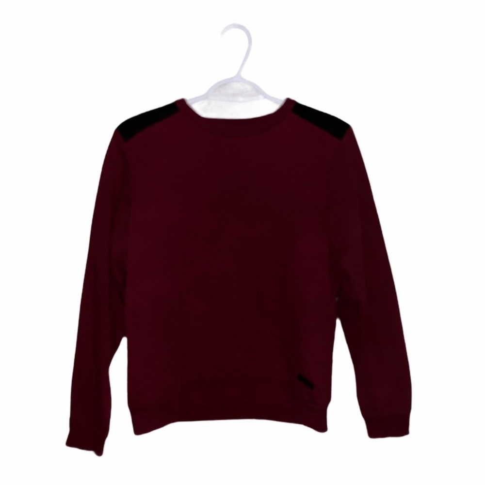 SEAN JOHN | Womens Burgundy Shoulder Patch Sweater Quilted Look​​